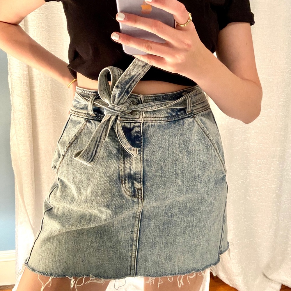 PacSun denim skirt with tie at waist